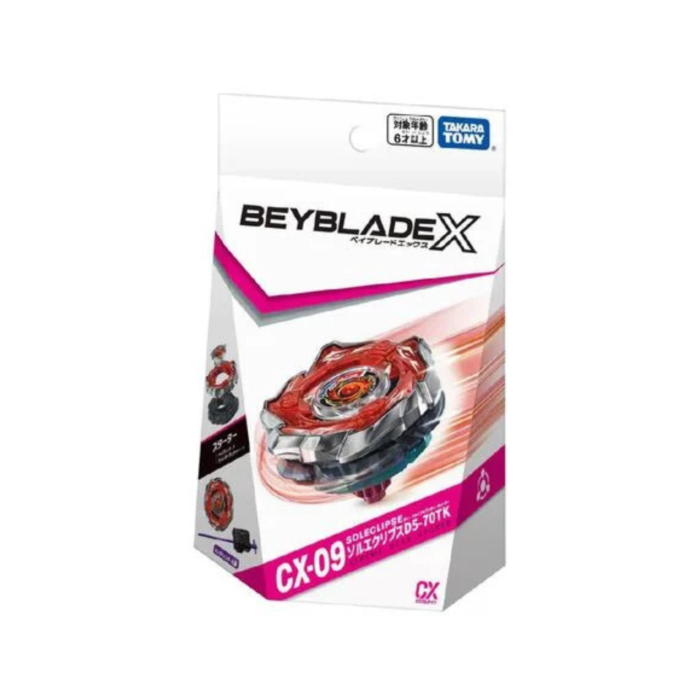 Takara Tomy Beyblade X CX-09 Starter Sol-Eclipse D5-70TK – Toupie Personnalisable 3 Pièces – Lanceur Inclus – Stade Vendu Séparément
